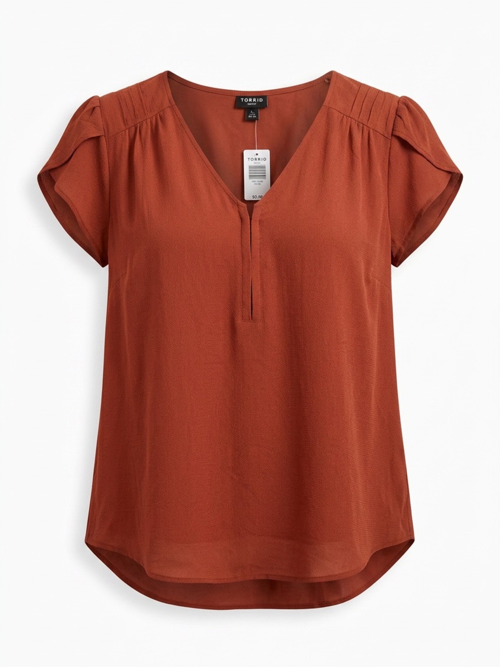 NWT Torrid Harper Rust Orange Flutter Sleeve Blouse Size 2X